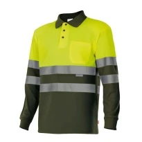 Polo bicolor de trabajo de manga larga Alta visibilidad Velilla 175