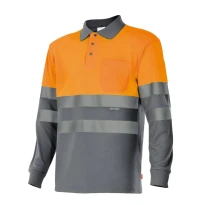 Polo bicolor de trabajo de manga larga Alta visibilidad Velilla 175