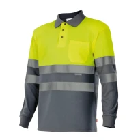 Polo bicolor de trabajo de manga larga Alta visibilidad Velilla 175