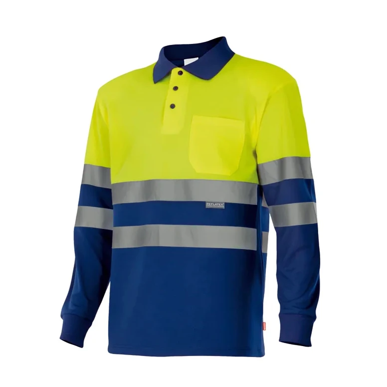 Polo bicolor de trabajo de manga larga Alta visibilidad Velilla 175