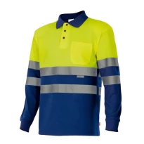 Polo bicolor de trabajo de manga larga Alta visibilidad Velilla 175