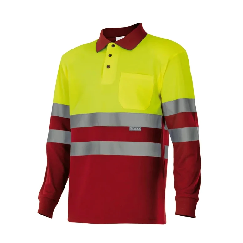 Polo bicolor de trabajo de manga larga Alta visibilidad Velilla 175