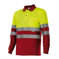 Polo bicolor de trabajo de manga larga Alta visibilidad Velilla 175