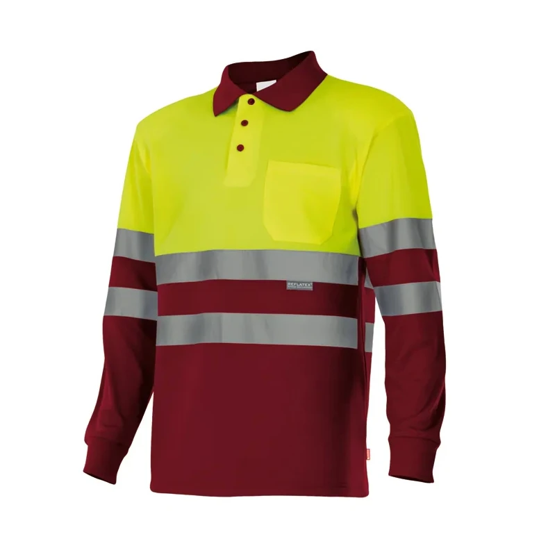 Polo bicolor de trabajo de manga larga Alta visibilidad Velilla 175