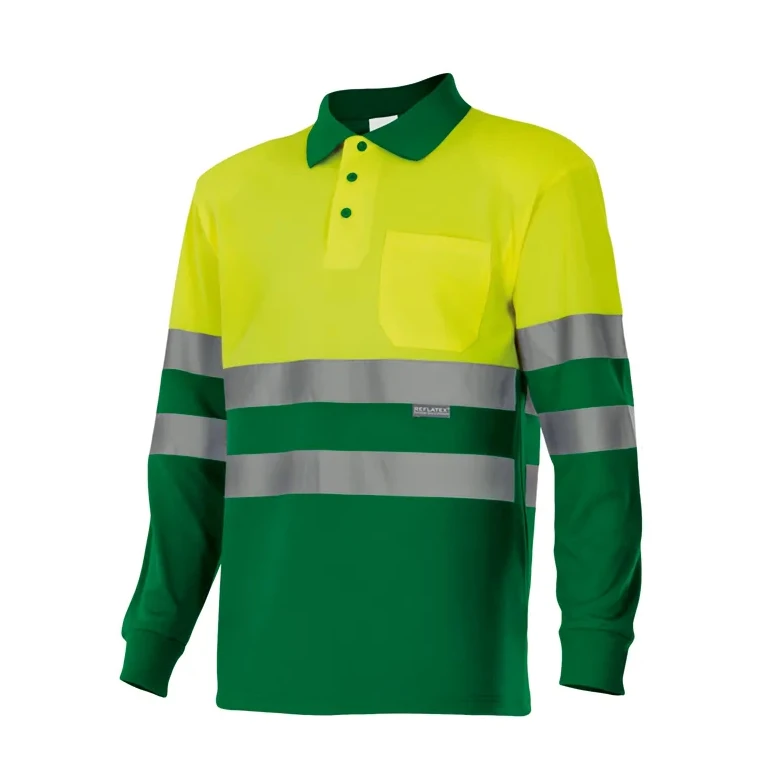 Polo bicolor de trabajo de manga larga Alta visibilidad Velilla 175