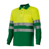 Polo bicolor de trabajo de manga larga Alta visibilidad Velilla 175