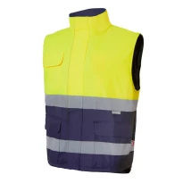 Chaleco acolchado bicolor de trabajo Alta visibilidad Multibolsillos Velilla 305902