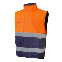 Chaleco acolchado bicolor de trabajo Alta visibilidad Multibolsillos Velilla 305902