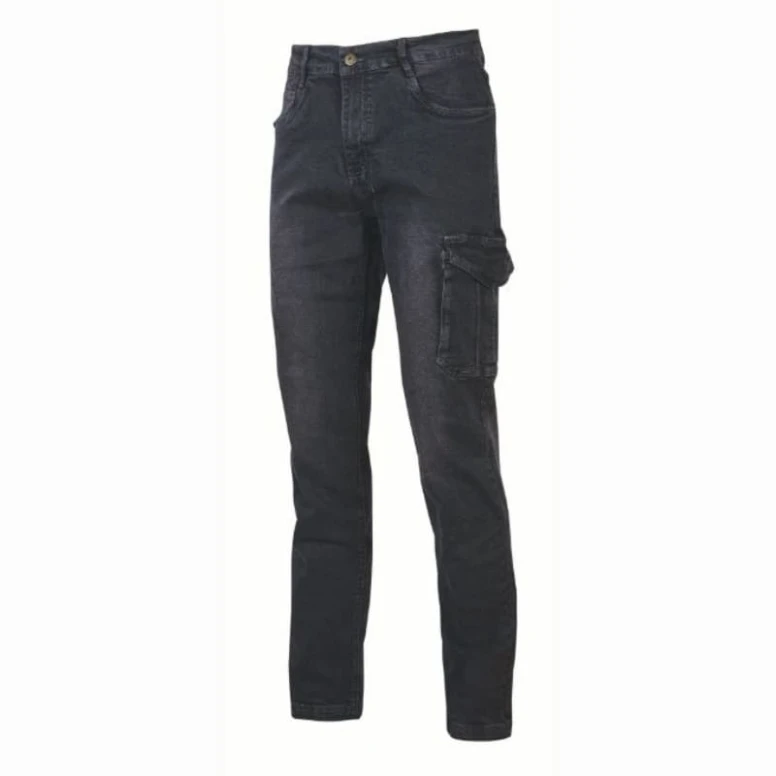 Liquidación total - Vaqueros de trabajo Elásticos Multibolsillos U-Power Tommy EX244 color negro Talla L